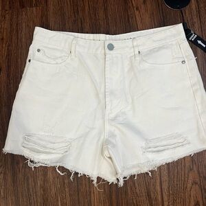 Articles Of Society White Distressed Jean Shorts